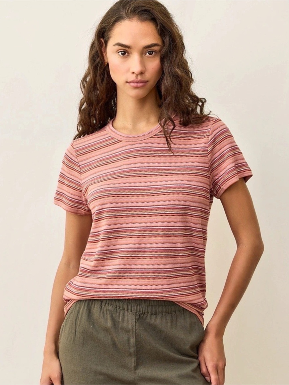Marine Layer Jacquard Stripe Tee – Women’s Small – Sunset Stripe